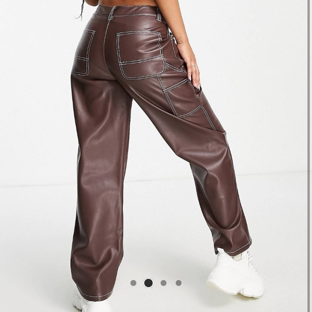 ASOS faux leather cargo pants in chocolate